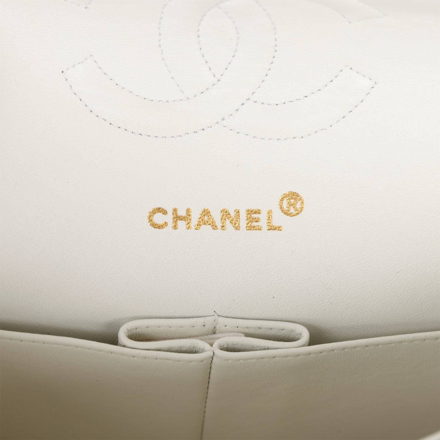 Chanel Vintage Medium Classic Double Flap Bag White Lambskin Gold Hardware