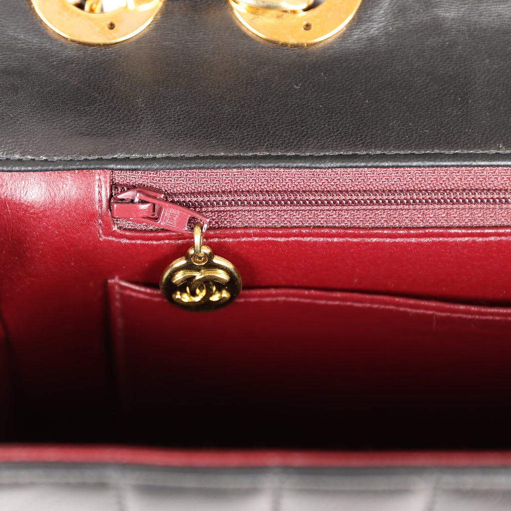 Chanel Vintage Mademoiselle XL Jumbo Single Flap Black Lambskin Gold Hardware