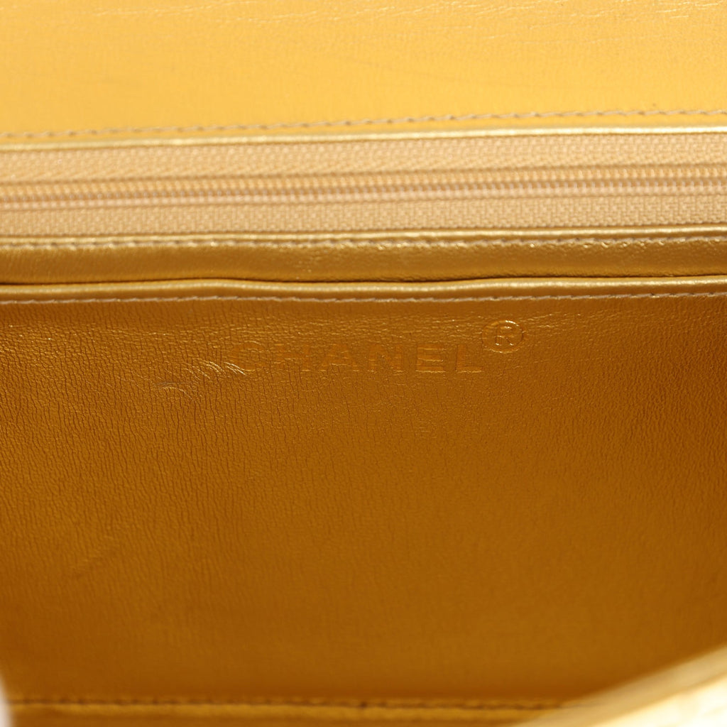 Chanel Vintage Kelly Parent and Child Flap Bag Set Gold Metallic Lambskin Gold Hardware
