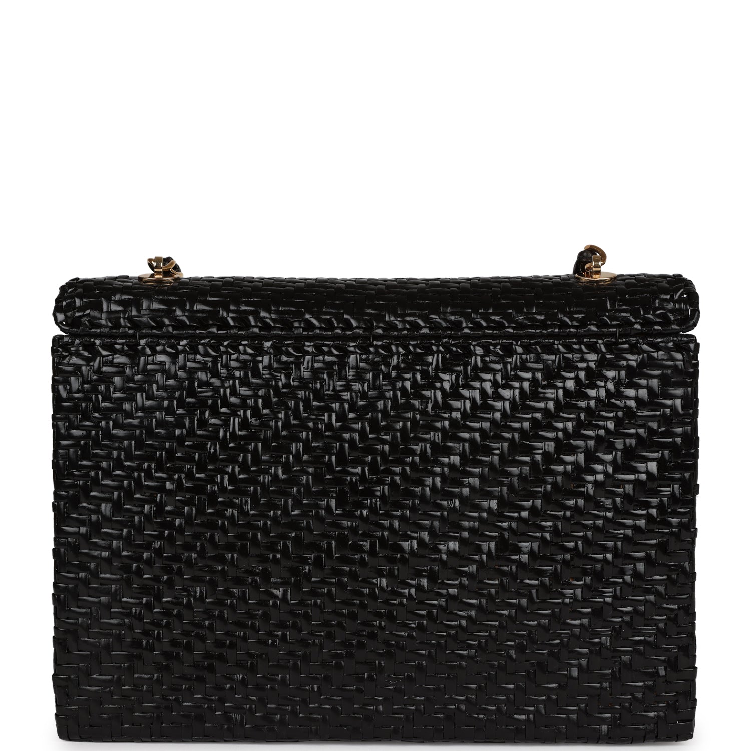 Chanel Vintage Flap Bag Black Wicker Gold Hardware