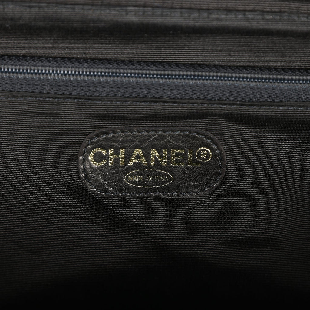 Chanel Vintage Flap Bag Black Wicker Gold Hardware