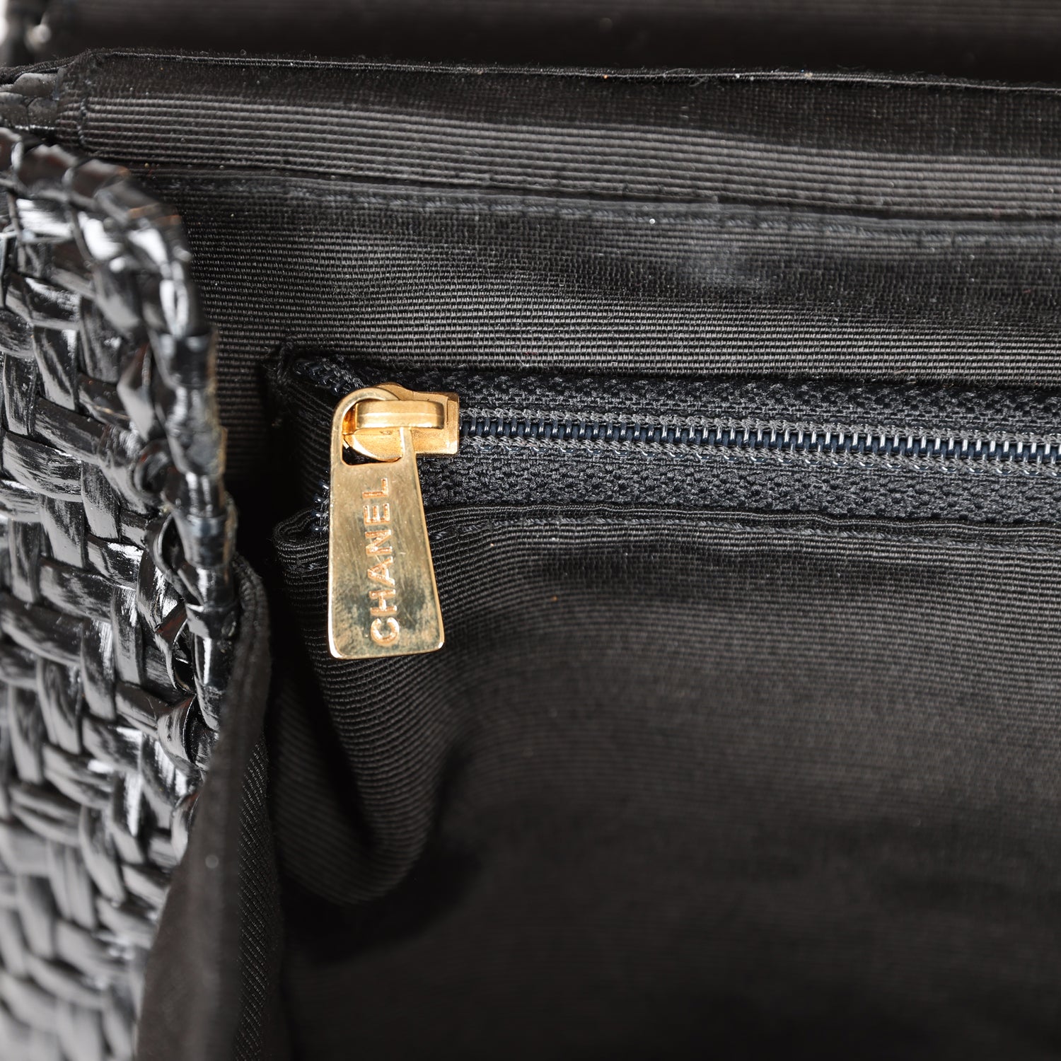 Chanel Vintage Flap Bag Black Wicker Gold Hardware