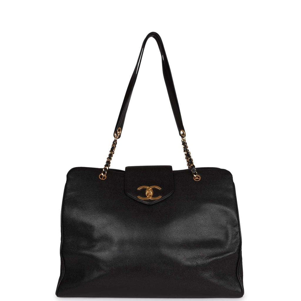 Chanel Vintage Supermodel Tote Black Caviar Gold Hardware