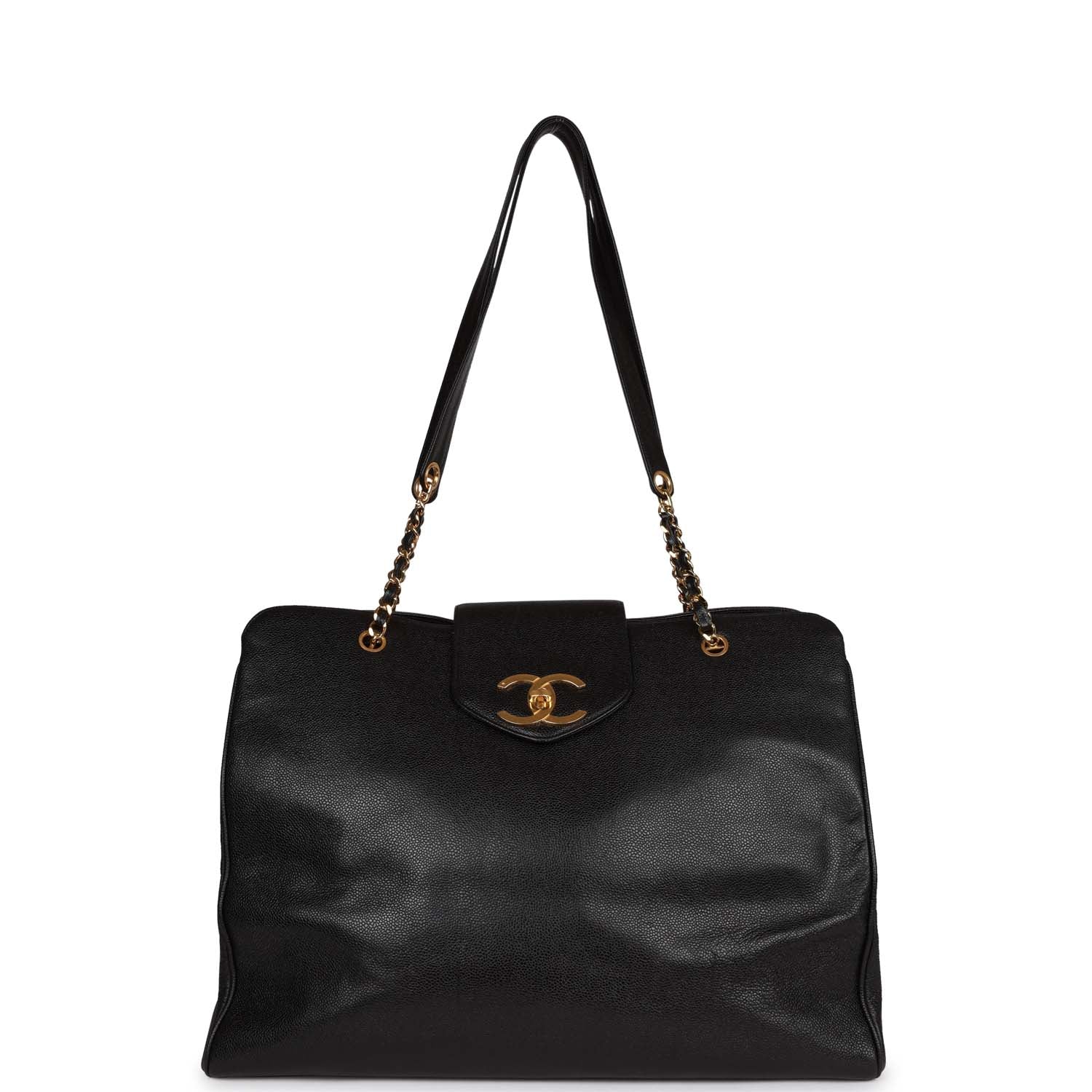 Chanel Vintage Supermodel Tote Black Caviar Gold Hardware
