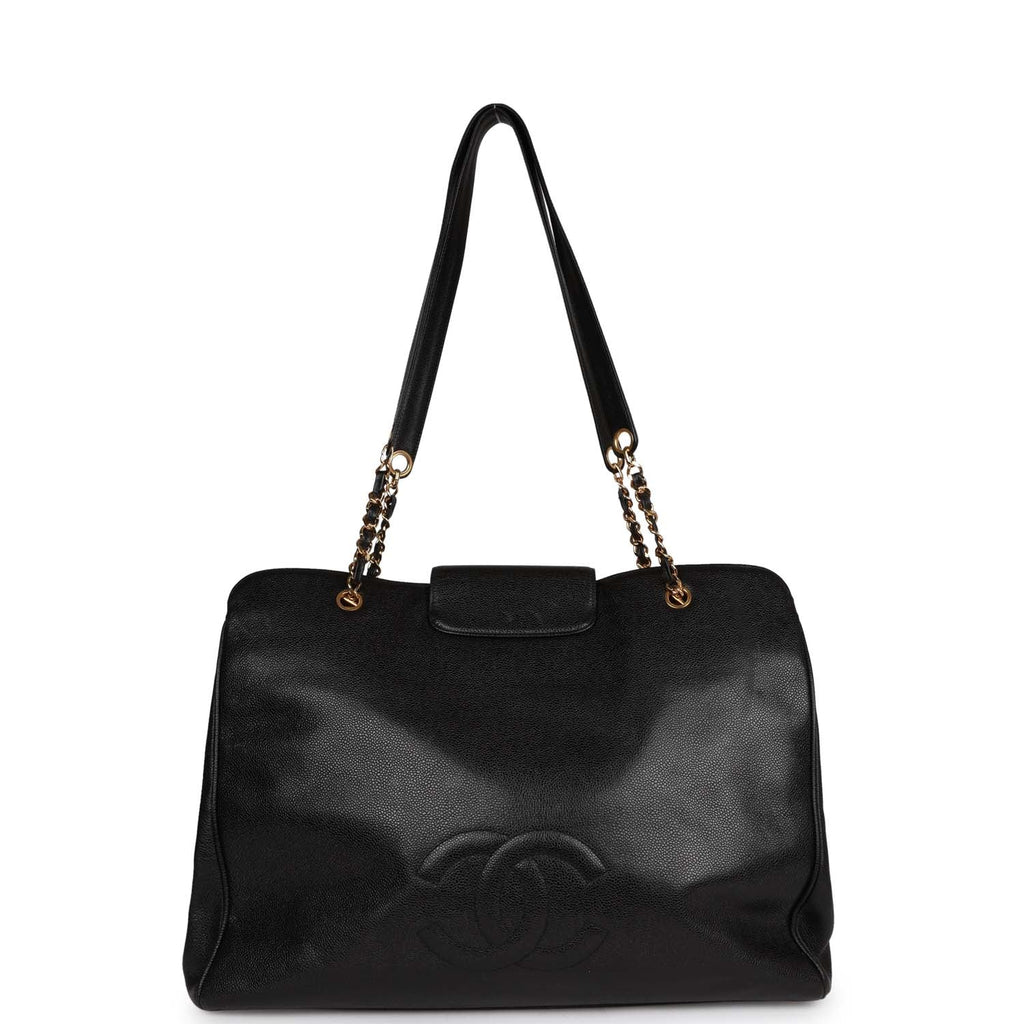 Chanel Vintage Supermodel Tote Black Caviar Gold Hardware