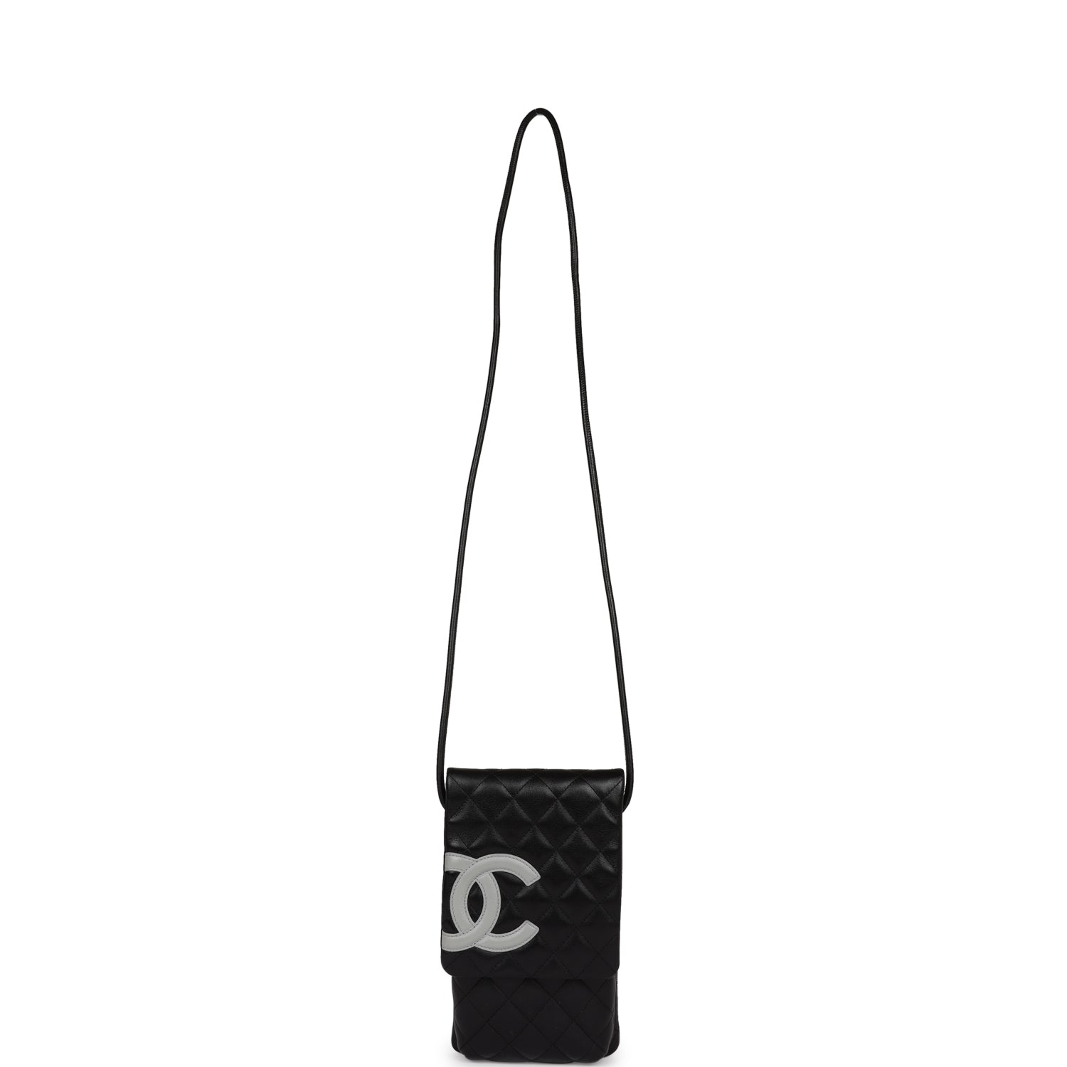 Chanel Vintage Cambon Messenger Crossbody Black and Grey Calfskin Silver Hardware