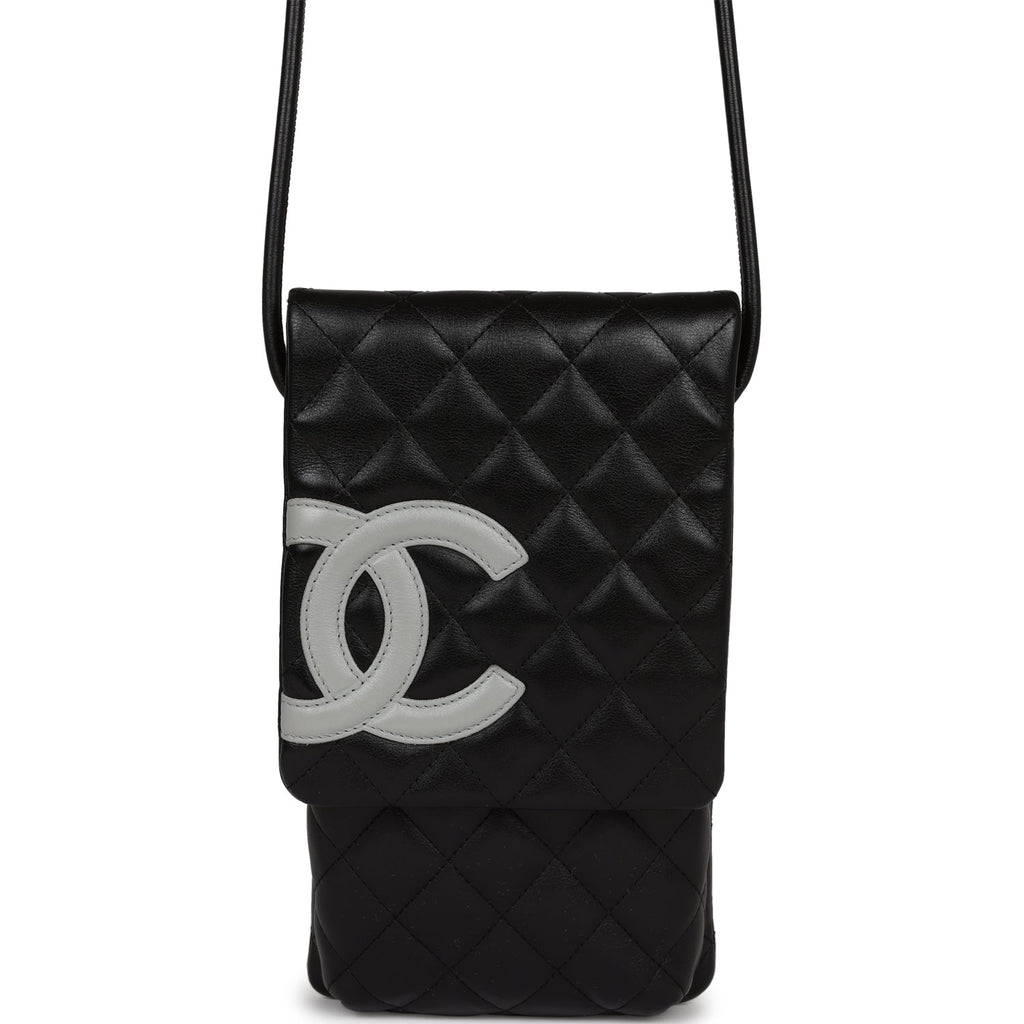 Chanel Vintage Cambon Messenger Crossbody Black and Grey Calfskin Silver Hardware