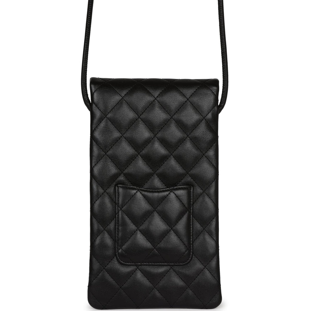 Chanel Vintage Cambon Messenger Crossbody Black and Grey Calfskin Silver Hardware