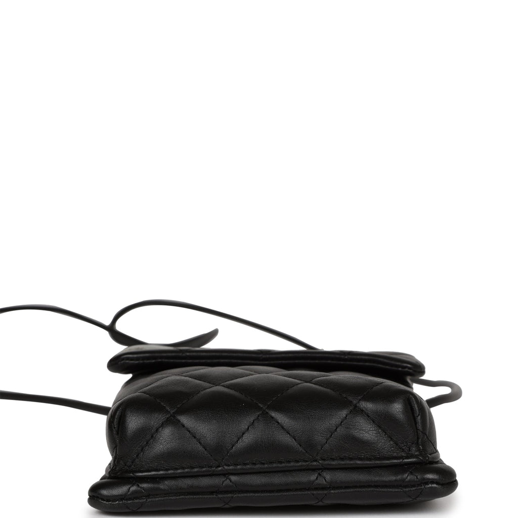 Chanel Vintage Cambon Messenger Crossbody Black and Grey Calfskin Silver Hardware