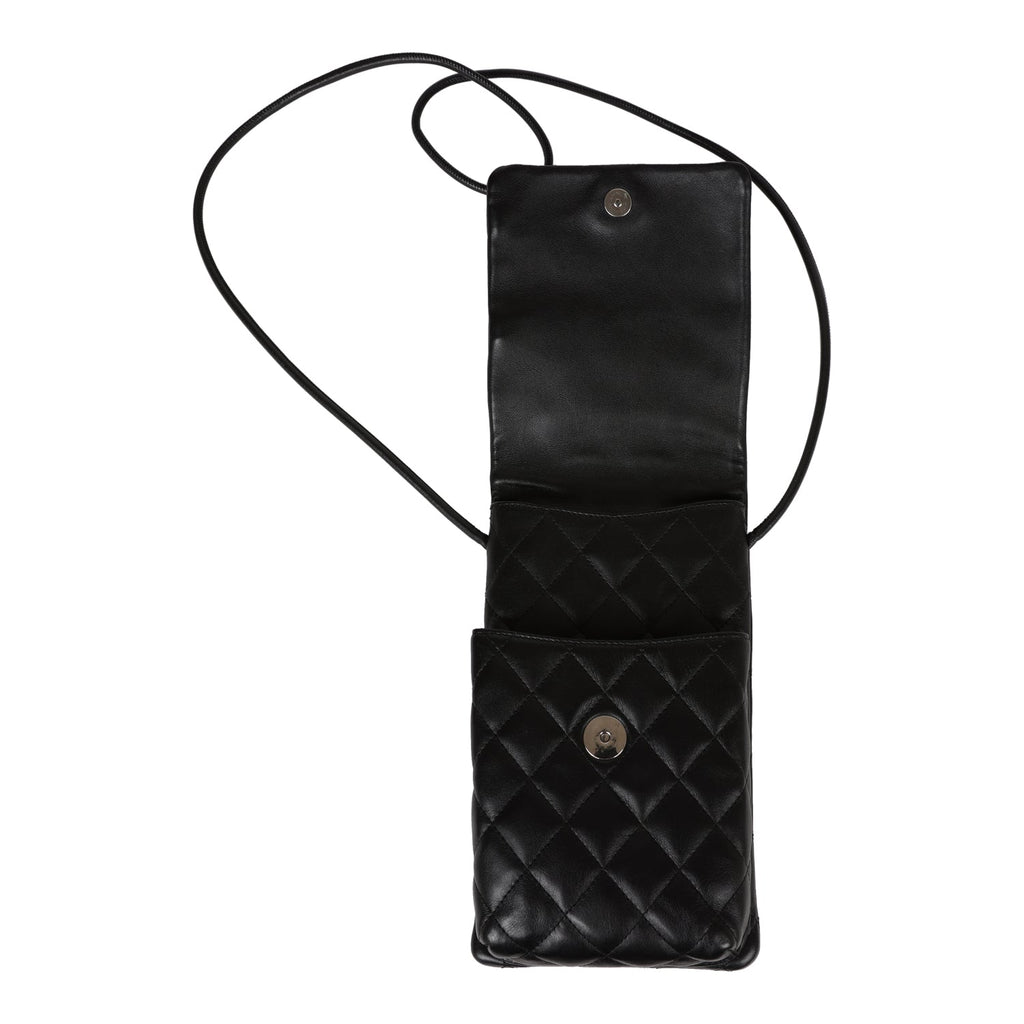 Chanel Vintage Cambon Messenger Crossbody Black and Grey Calfskin Silver Hardware