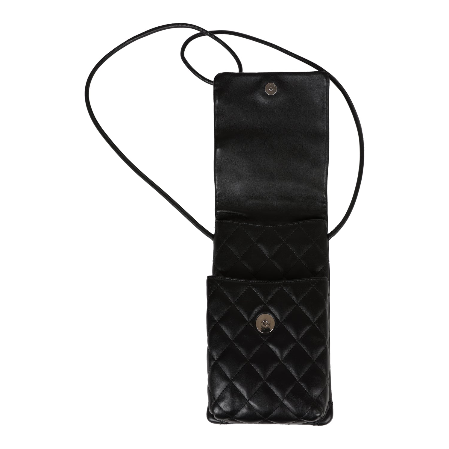 Chanel Vintage Cambon Messenger Crossbody Black and Grey Calfskin Silver Hardware