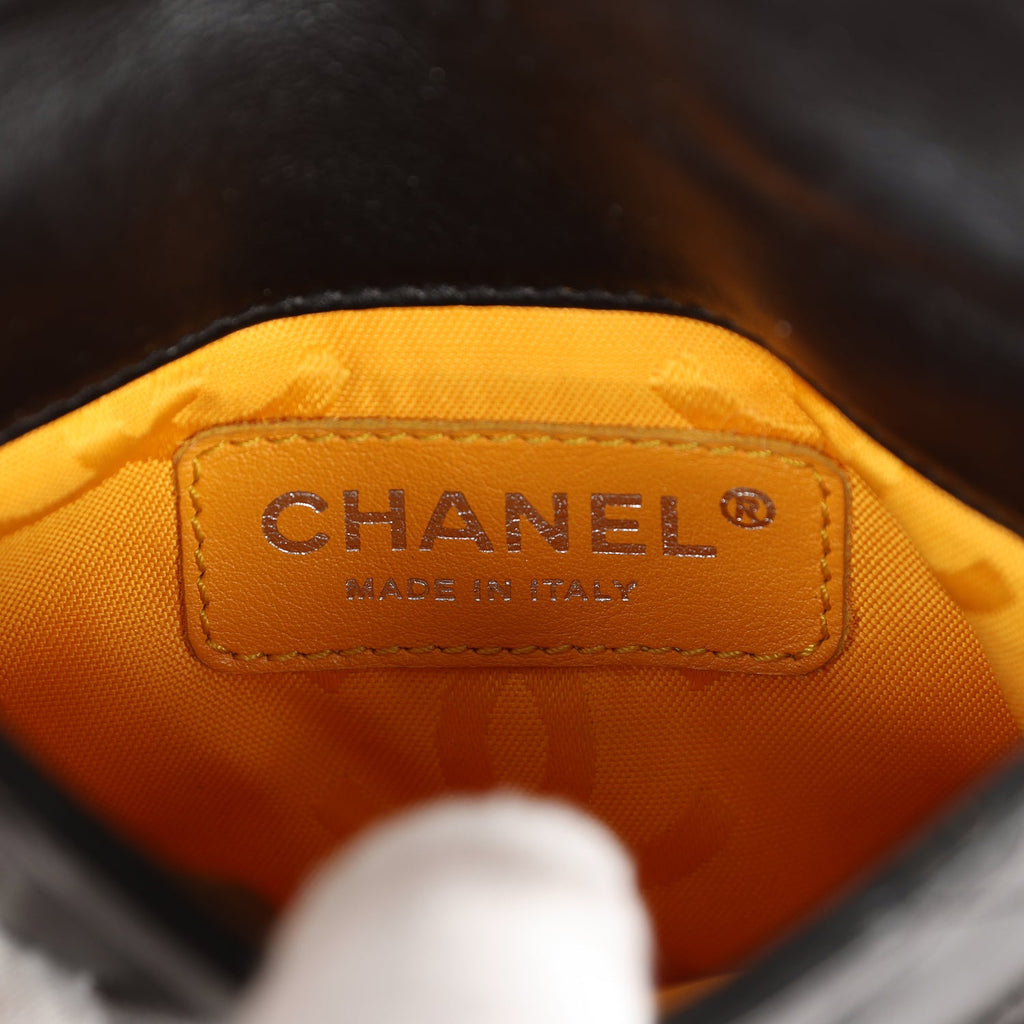 Chanel Vintage Cambon Messenger Crossbody Black and Grey Calfskin Silver Hardware