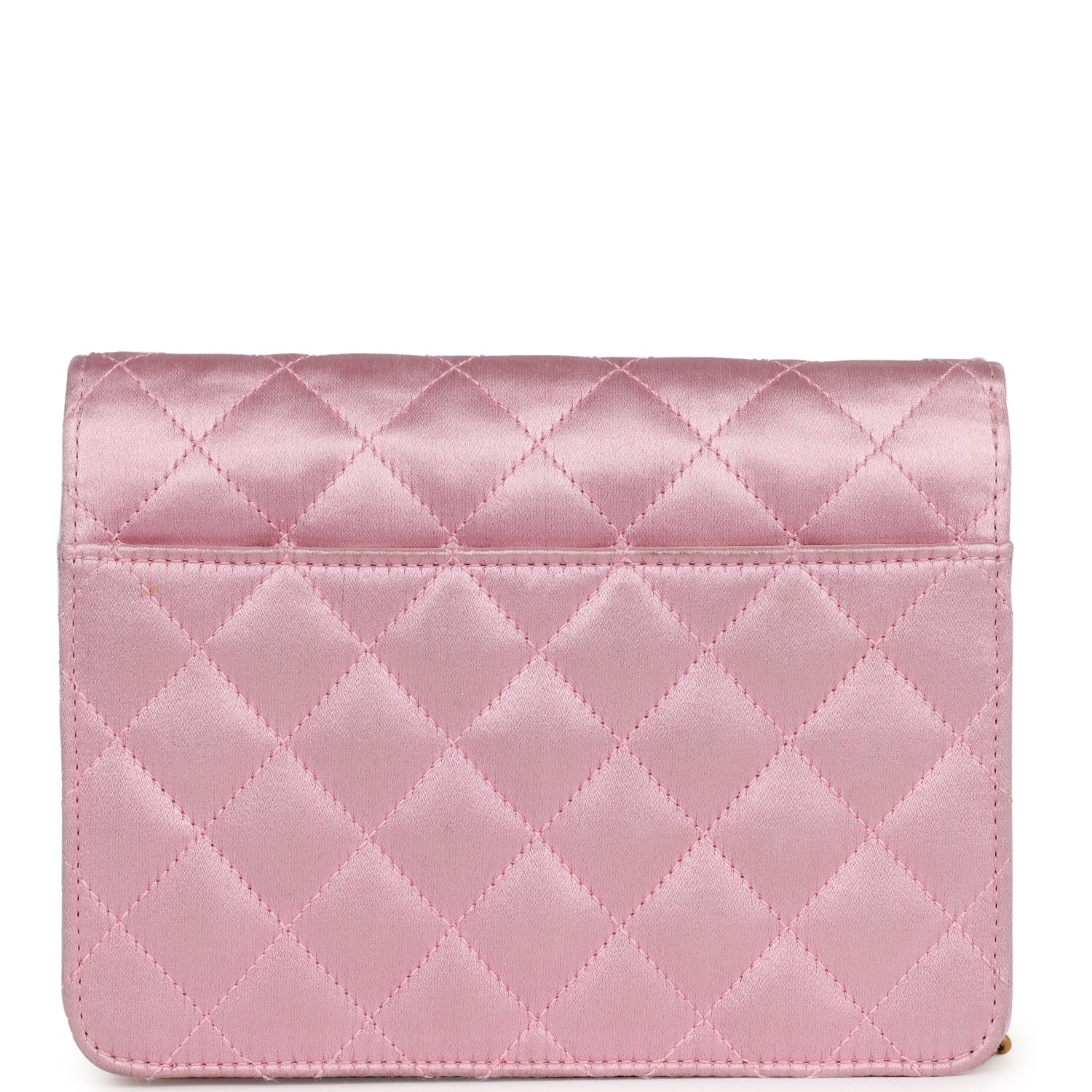 Chanel Vintage Mini Straight Flap Bag Pink Satin Gold Hardware