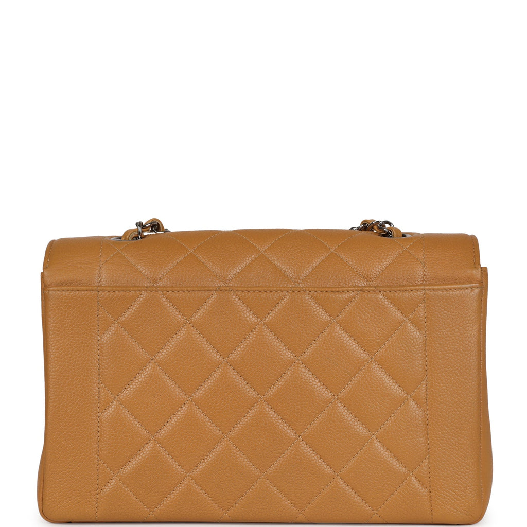 Chanel Vintage Medium Diana Flap Bag Dark Beige Caviar Silver Hardware
