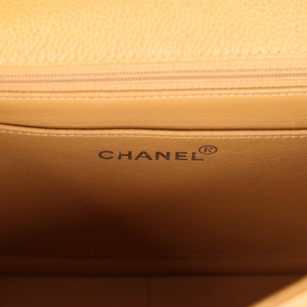 Chanel Vintage Medium Diana Flap Bag Dark Beige Caviar Silver Hardware