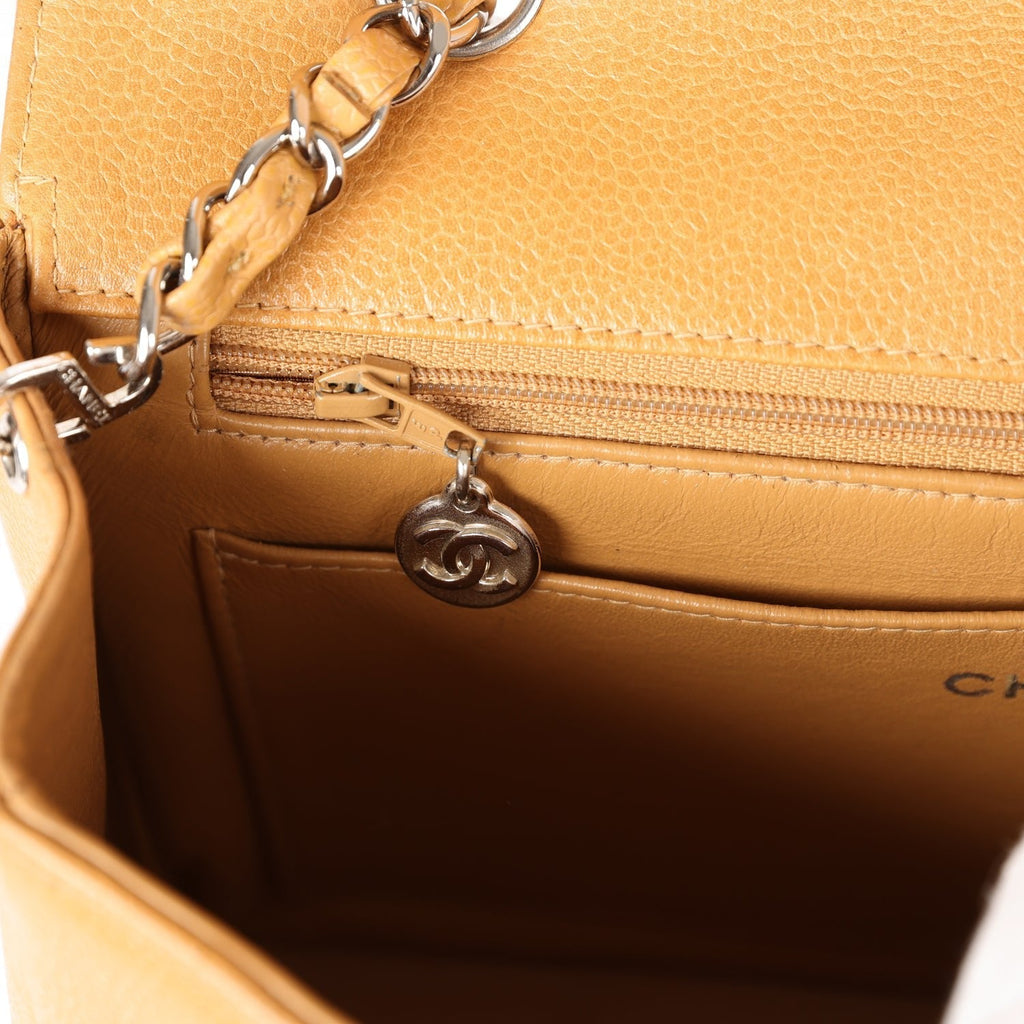 Chanel Vintage Medium Diana Flap Bag Dark Beige Caviar Silver Hardware
