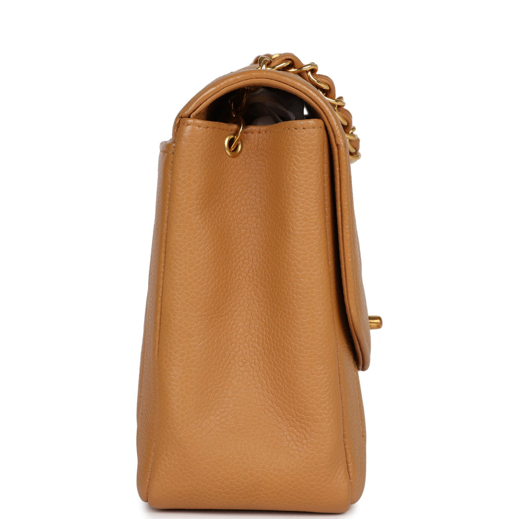 Chanel Vintage Medium Diana Flap Bag Dark Beige Caviar Gold Hardware