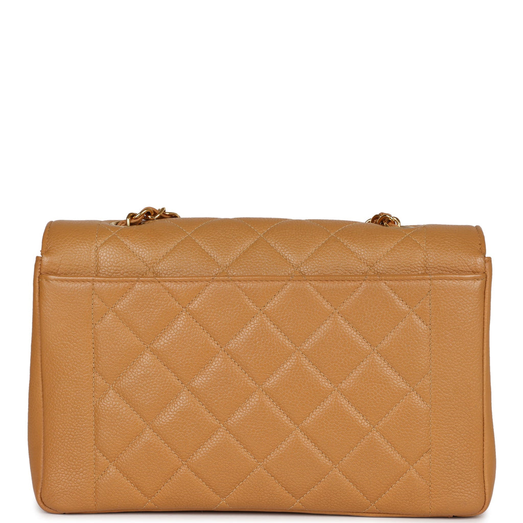 Chanel Vintage Medium Diana Flap Bag Dark Beige Caviar Gold Hardware