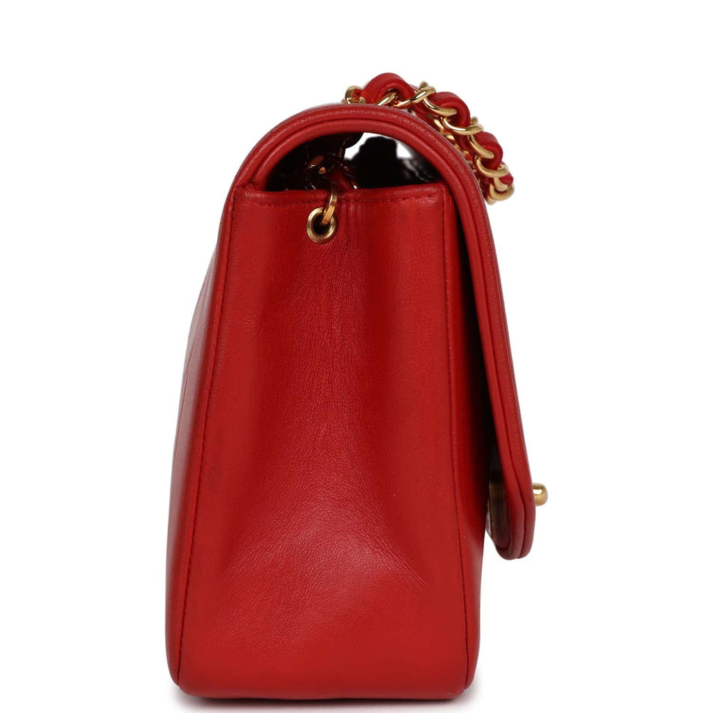Chanel Vintage Small Diana Flap Bag Red Lambskin Gold Hardware