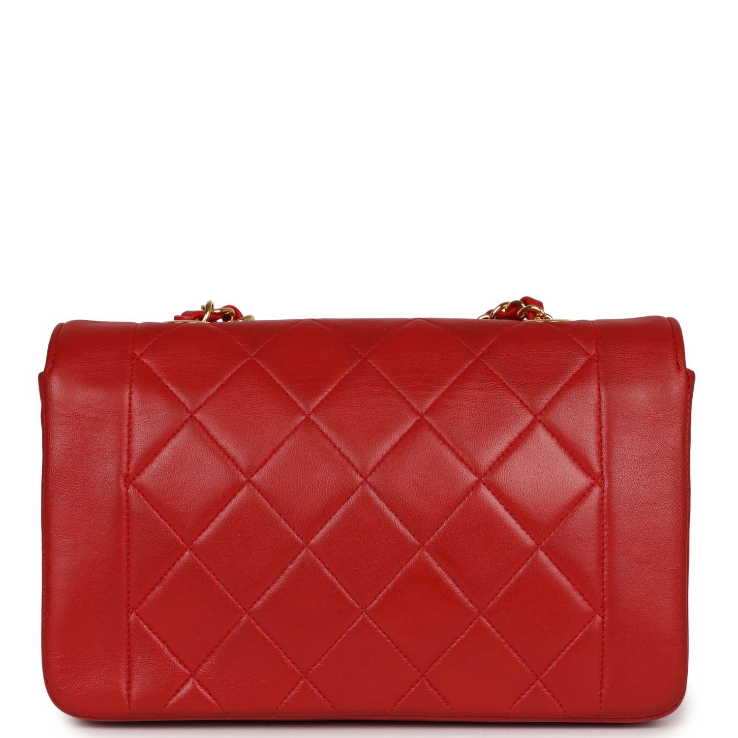 Chanel Vintage Small Diana Flap Bag Red Lambskin Gold Hardware