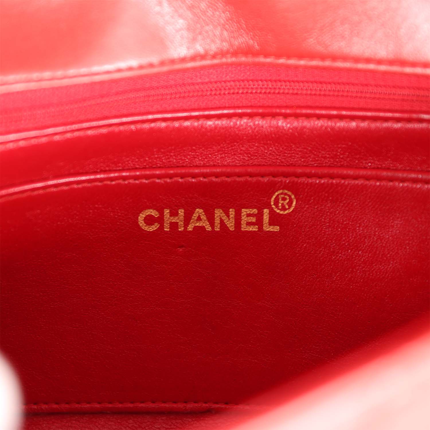 Chanel Vintage Small Diana Flap Bag Red Lambskin Gold Hardware