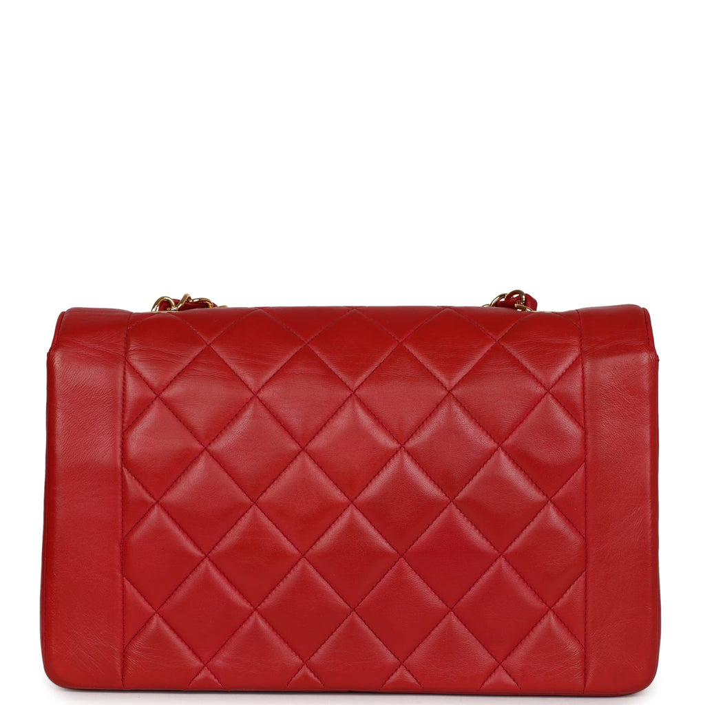 Chanel Vintage Small Diana Flap Bag Red Lambskin Gold Hardware