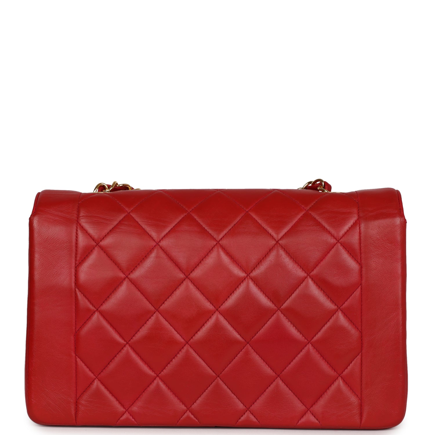 Chanel Vintage Small Diana Flap Bag Red Lambskin Gold Hardware