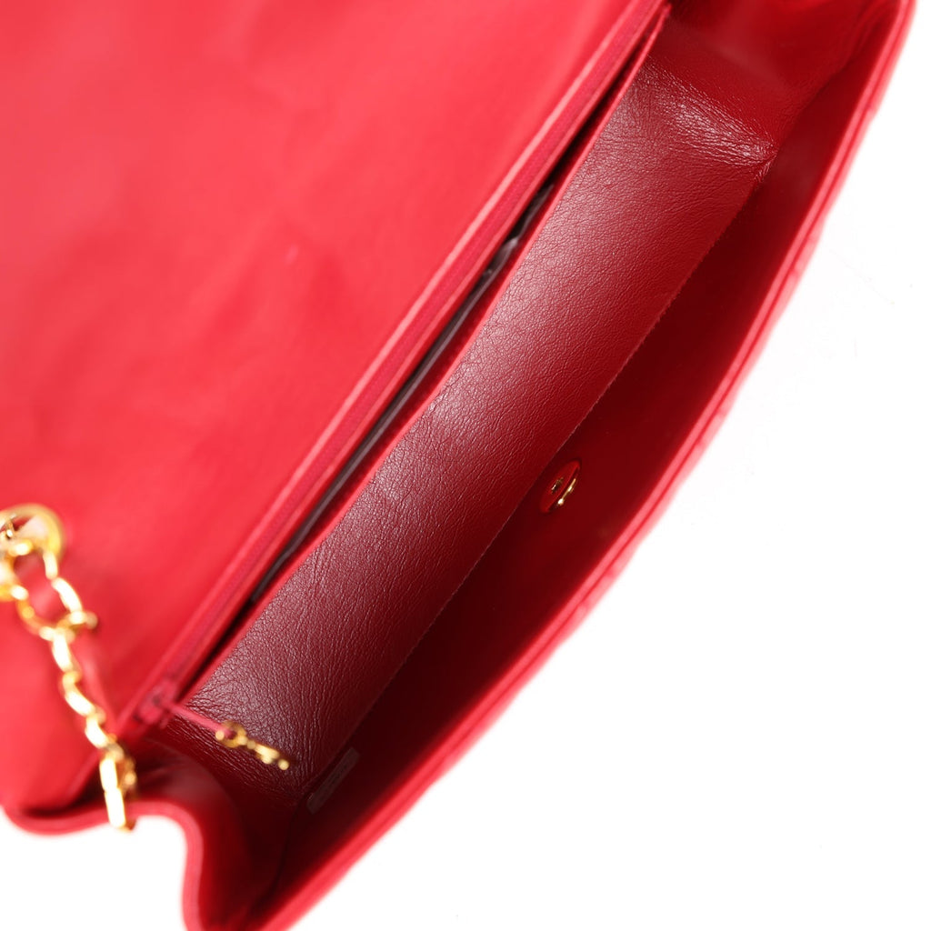 Chanel Vintage Small Diana Flap Bag Red Lambskin Gold Hardware