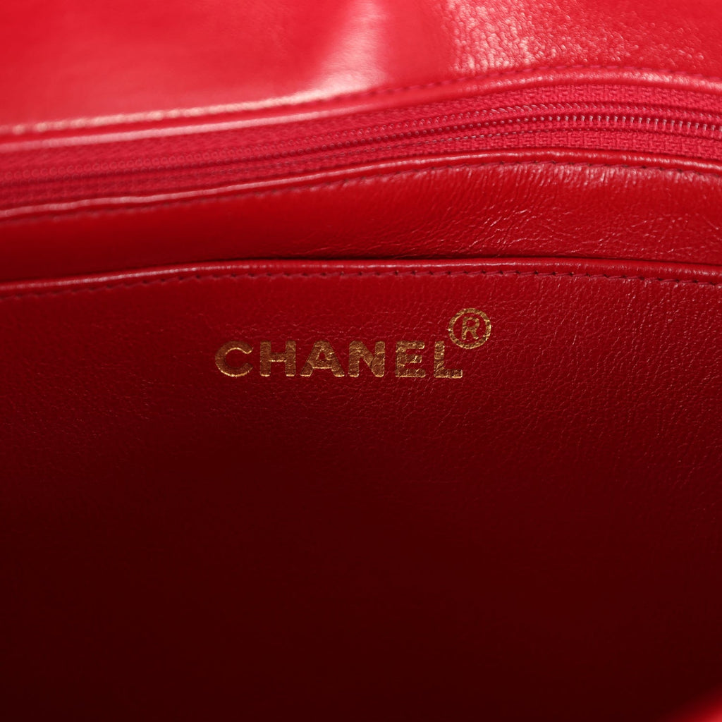 Chanel Vintage Small Diana Flap Bag Red Lambskin Gold Hardware