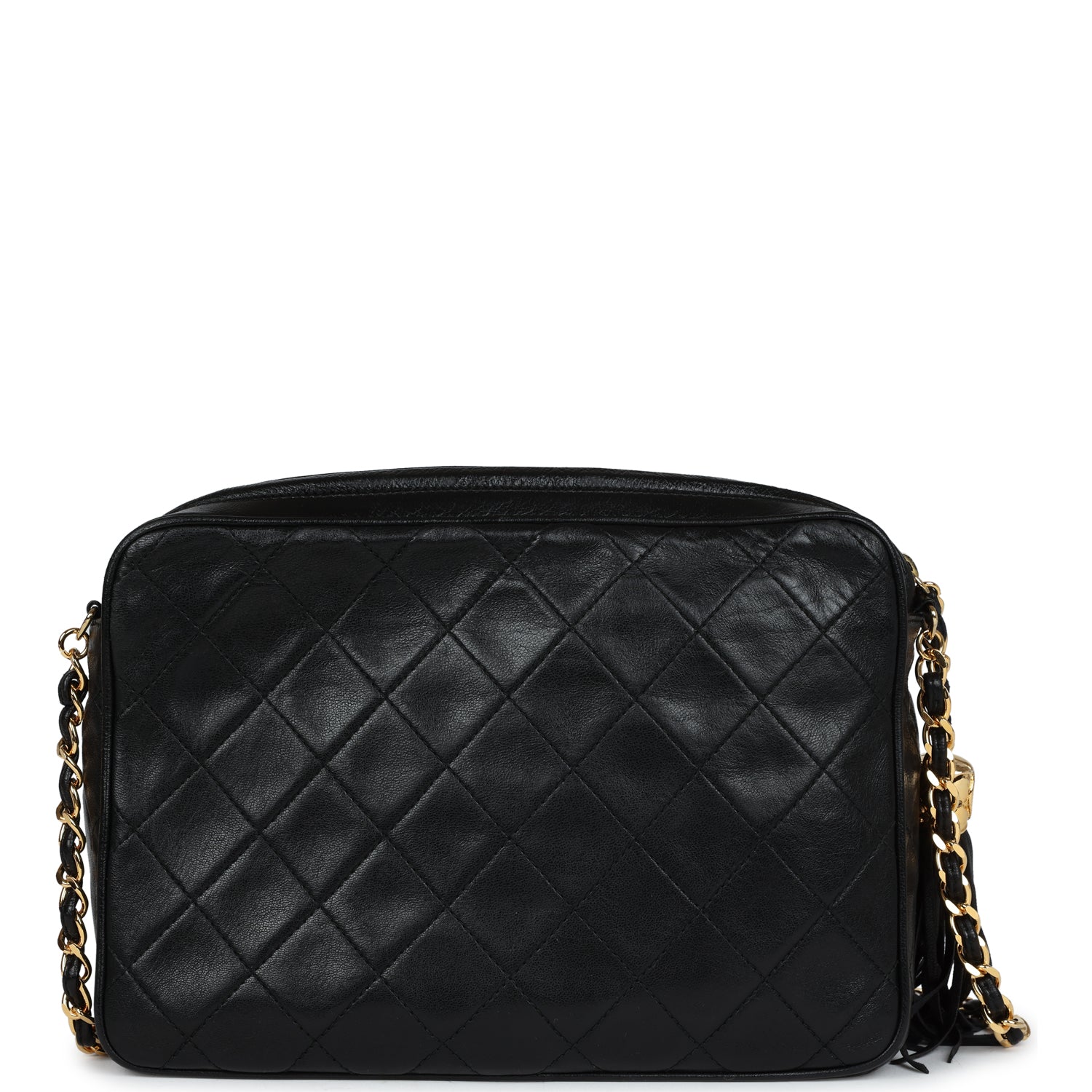 Chanel Vintage Quilted Front Pocket Camera Bag Black Lambskin Gold Hardware