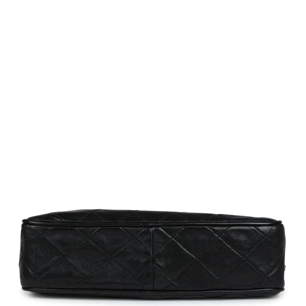 Chanel Vintage Quilted Front Pocket Camera Bag Black Lambskin Gold Hardware