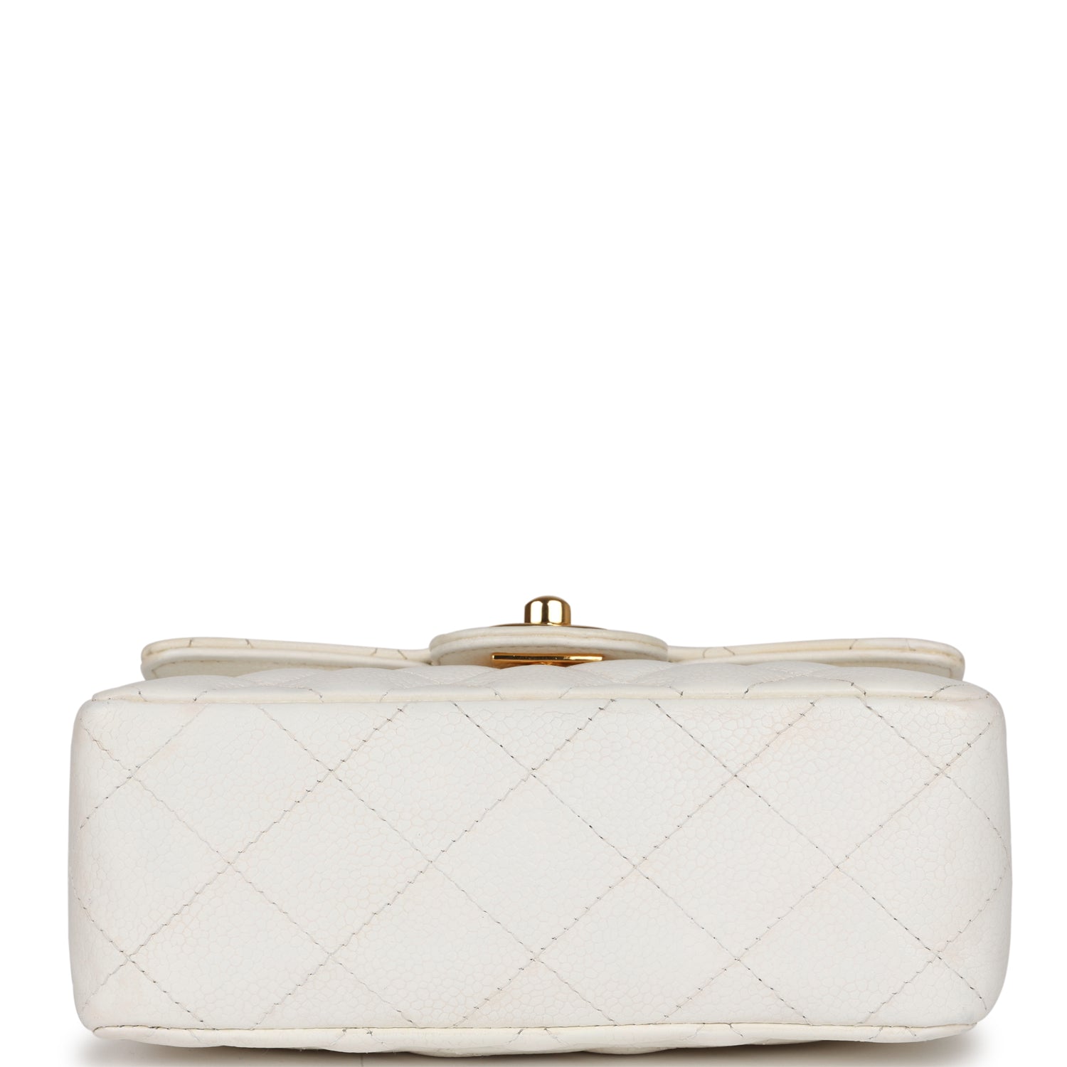 Chanel Vintage Mini Square Flap White Caviar Gold Hardware