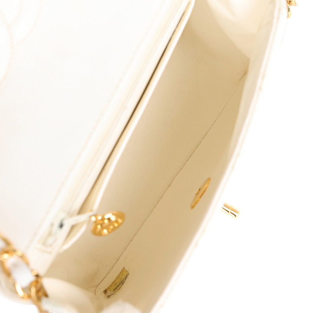 Chanel Vintage Mini Square Flap White Caviar Gold Hardware