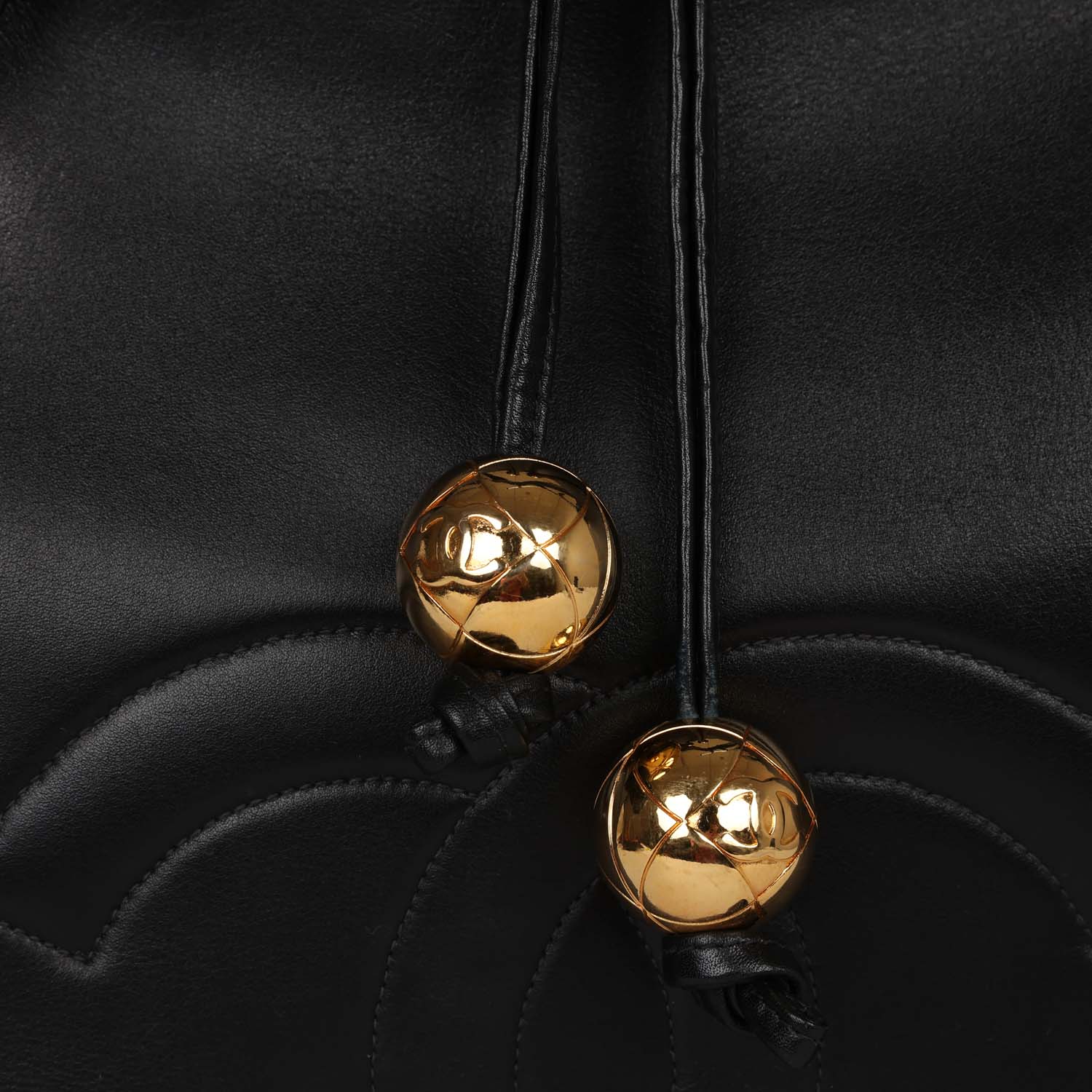 Chanel Vintage Timeless CC Dome Tote Black Lambskin Gold Hardware