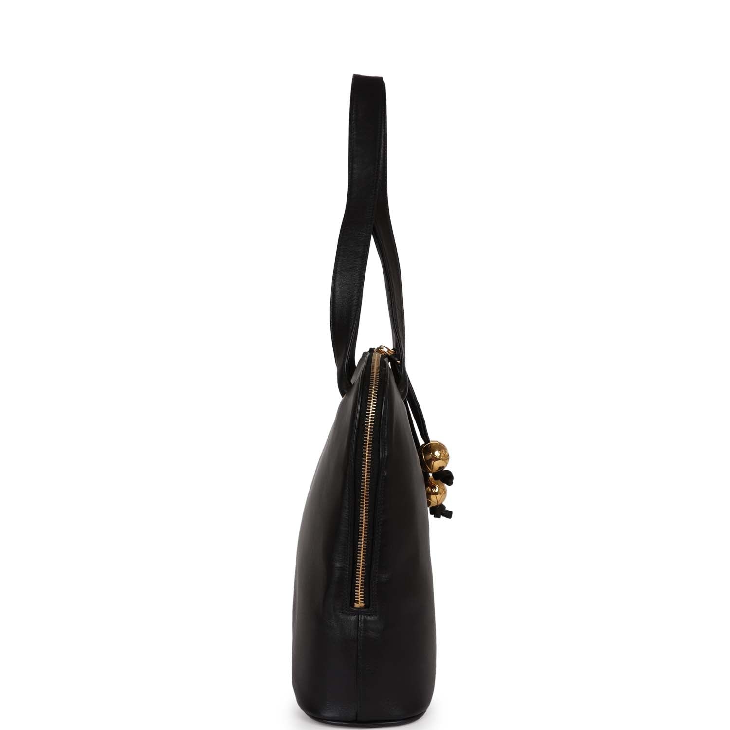 Chanel Vintage Timeless CC Dome Tote Black Lambskin Gold Hardware