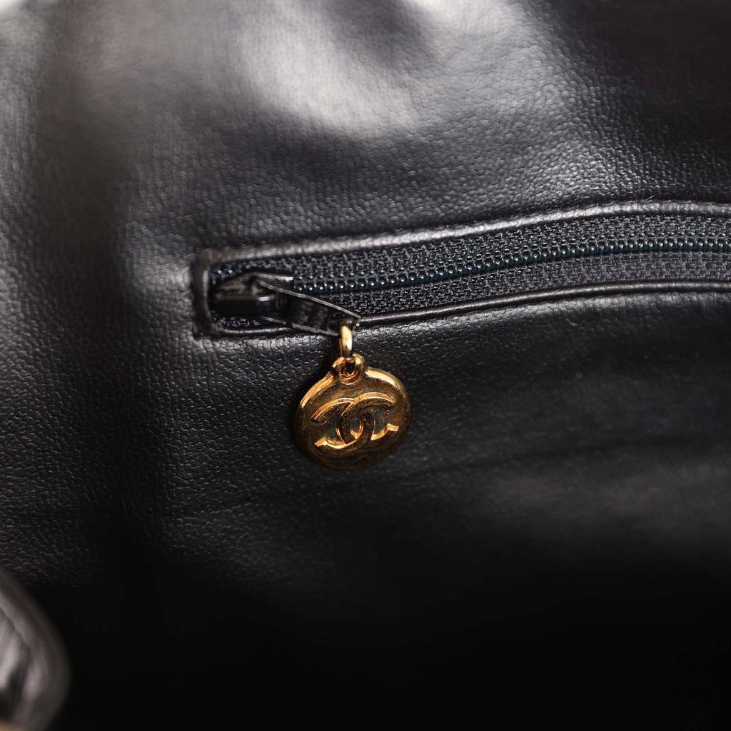 Chanel Vintage Timeless CC Dome Tote Black Lambskin Gold Hardware