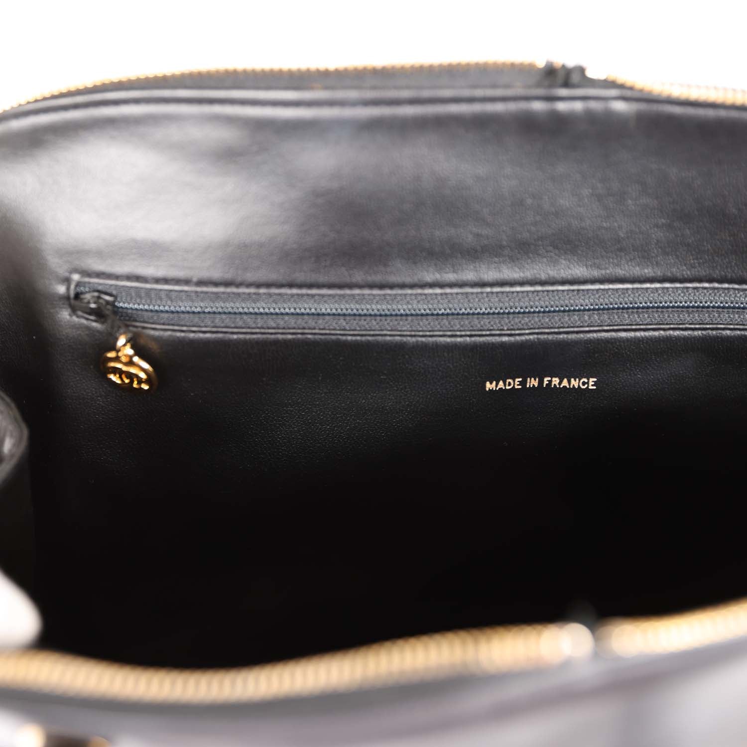 Chanel Vintage Timeless CC Dome Tote Black Lambskin Gold Hardware