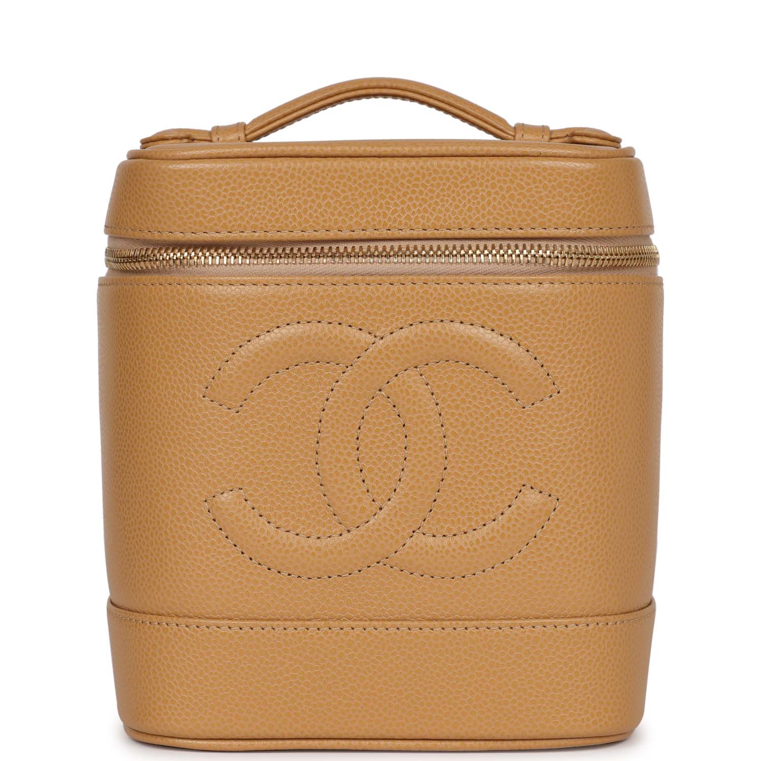 Chanel Vintage Vanity Dark Beige Caviar Gold Hardware