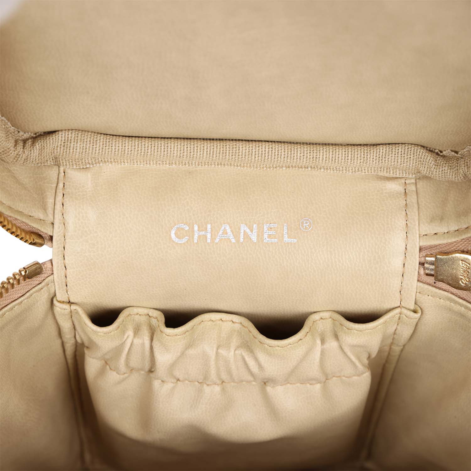 Chanel Vintage Vanity Dark Beige Caviar Gold Hardware