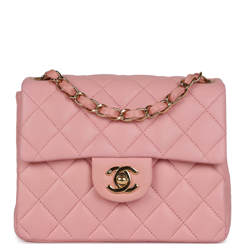 Chanel Vintage Mini Square Flap Light Pink Lambskin Gold Hardware