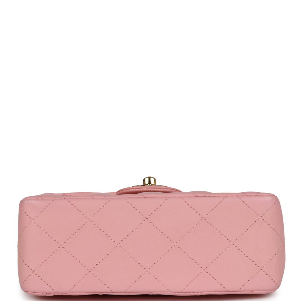 Chanel Vintage Mini Square Flap Light Pink Lambskin Gold Hardware