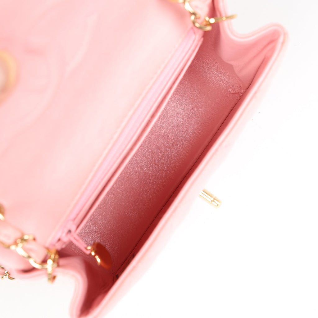Chanel Vintage Mini Square Flap Light Pink Lambskin Gold Hardware