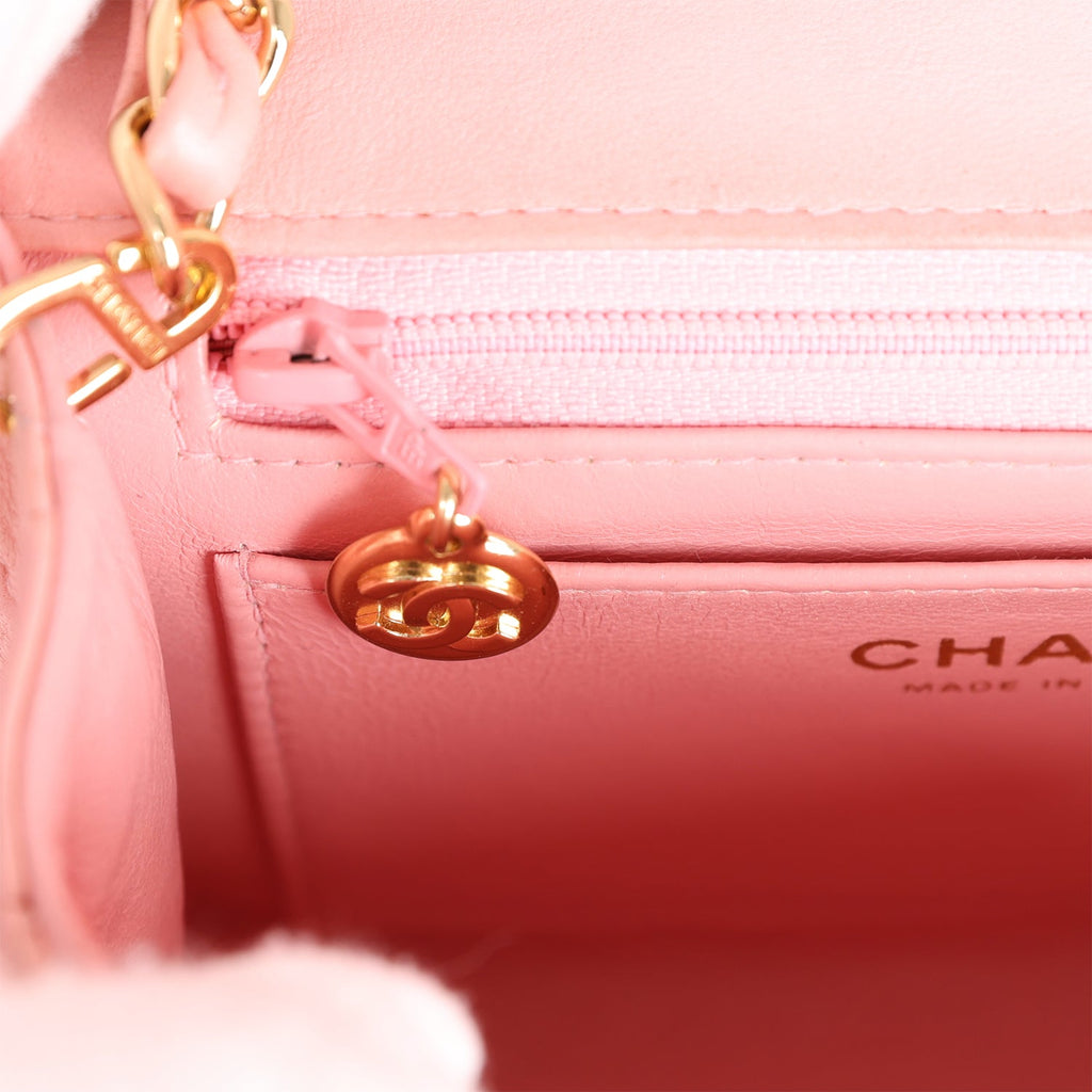 Chanel Vintage Mini Square Flap Light Pink Lambskin Gold Hardware