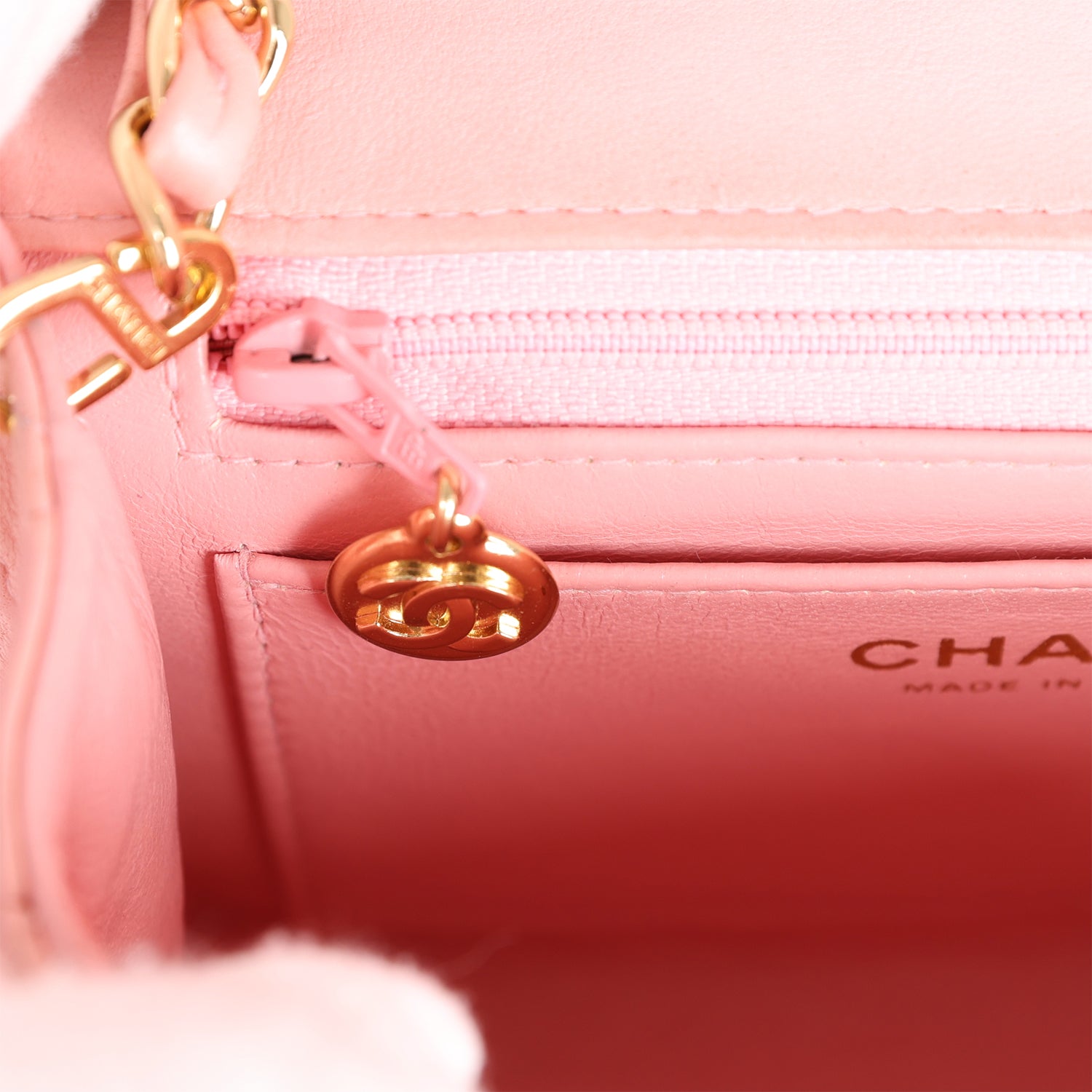 Chanel Vintage Mini Square Flap Light Pink Lambskin Gold Hardware