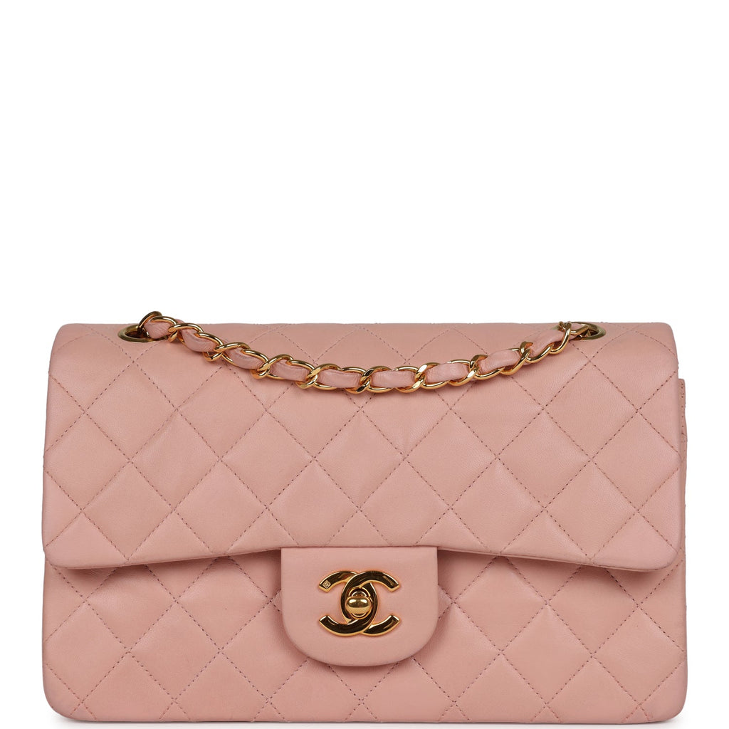 Chanel Vintage Small Classic Double Flap Pink Lambskin Gold Hardware