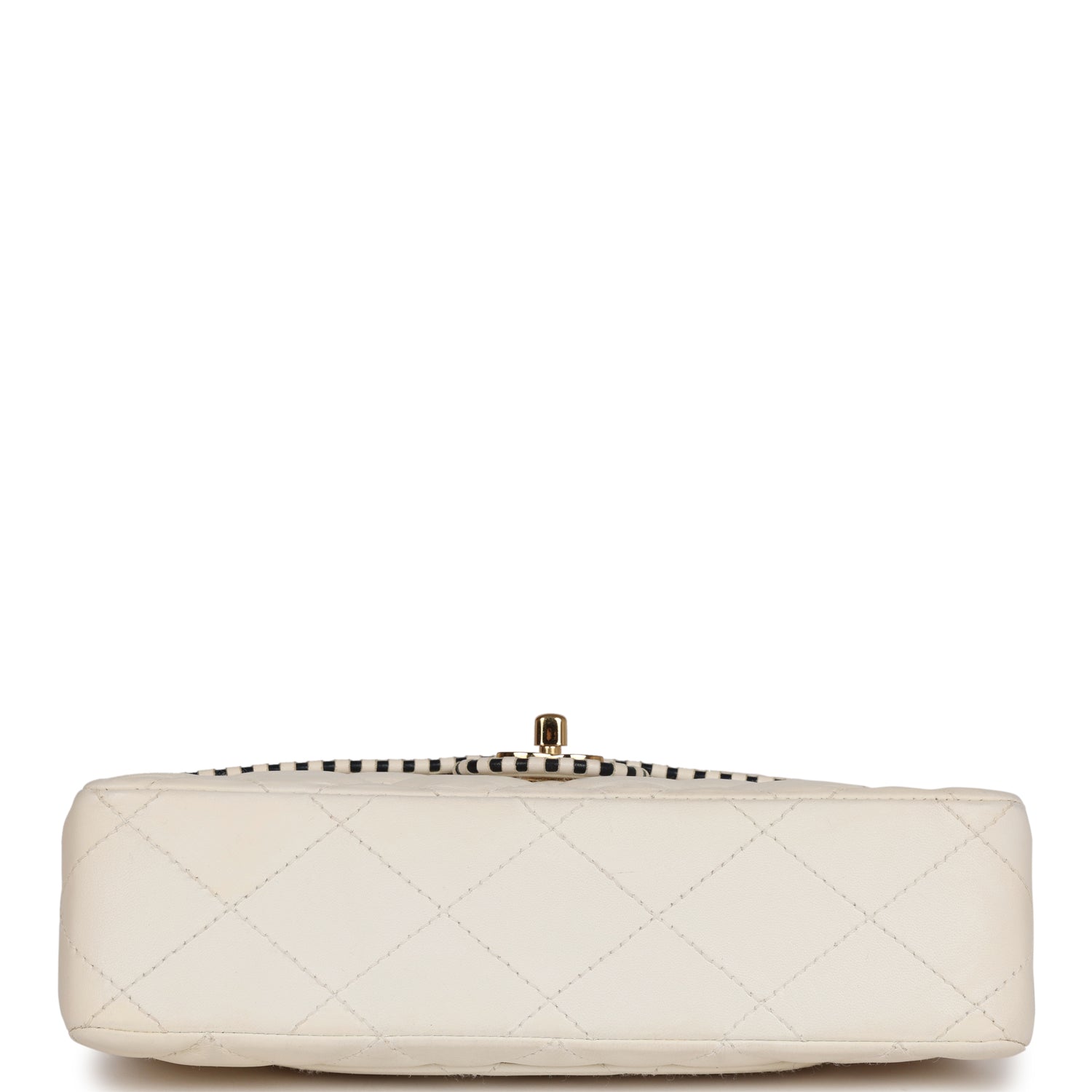 Chanel Vintage Medium Single Flap Bag White Lambskin Gold Hardware