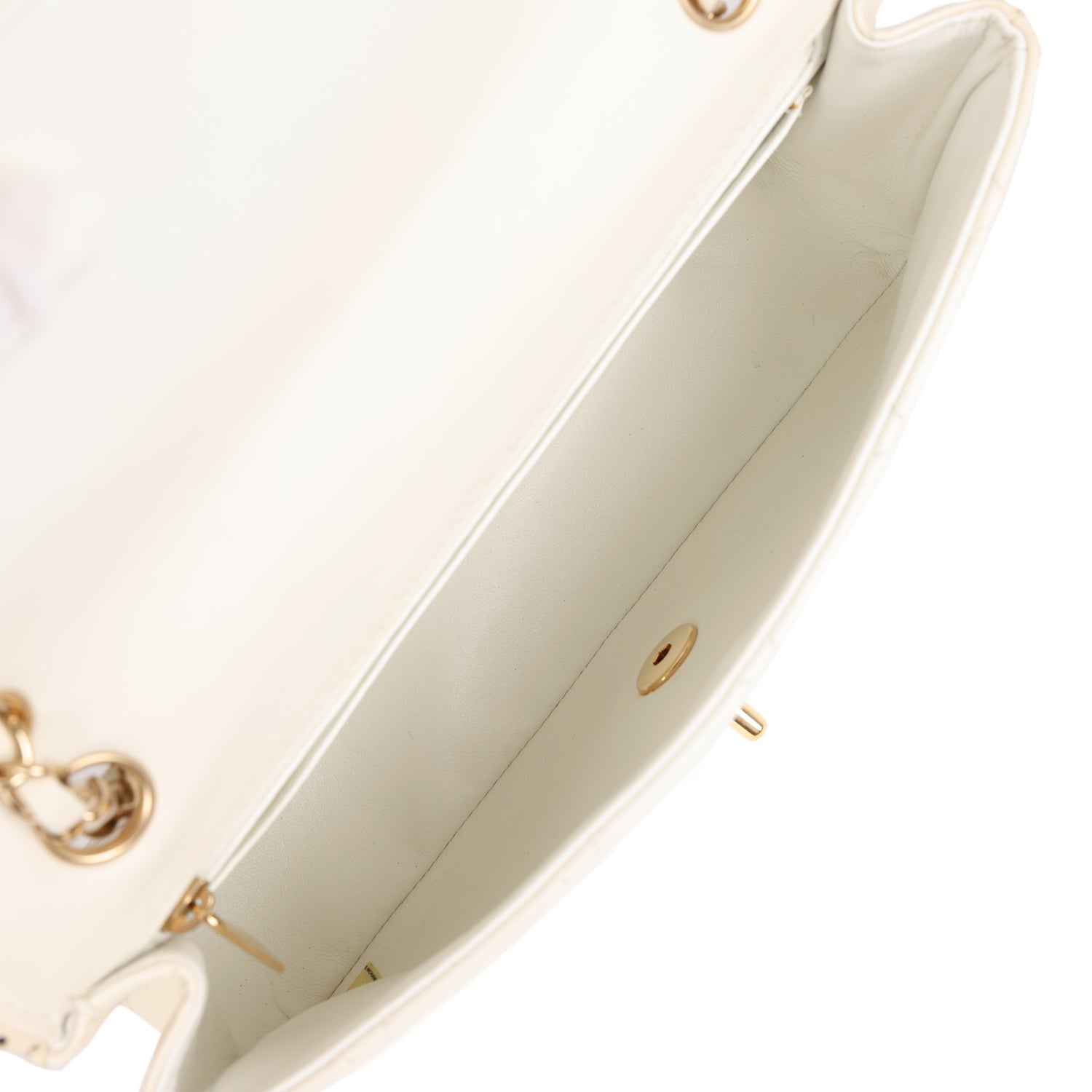 Chanel Vintage Medium Single Flap Bag White Lambskin Gold Hardware