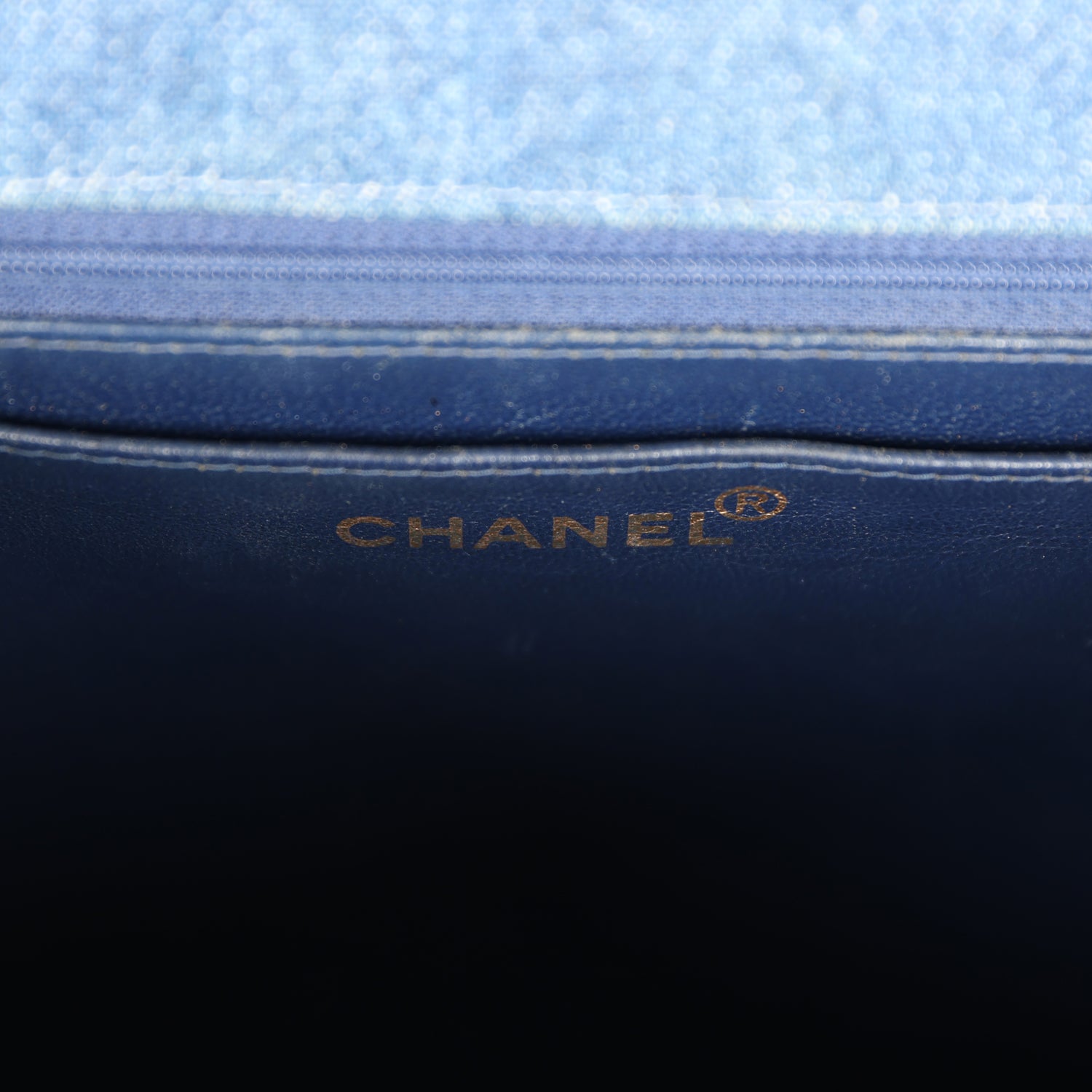 Chanel Vintage Envelope Flap Top Handle Handbag Dark Blue Denim Gold Hardware