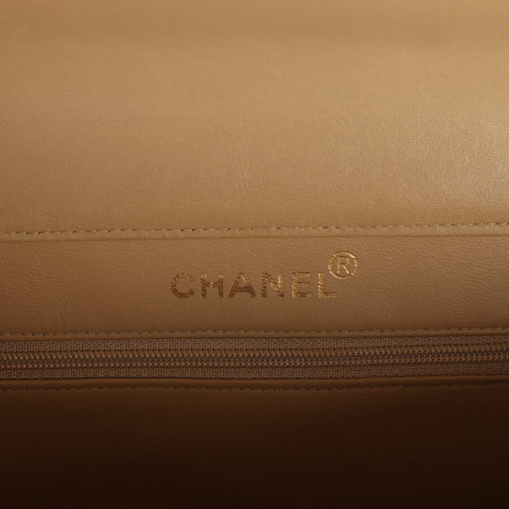 Chanel Vintage Double Sided Flap Bag Taupe Lambskin Gold Hardware