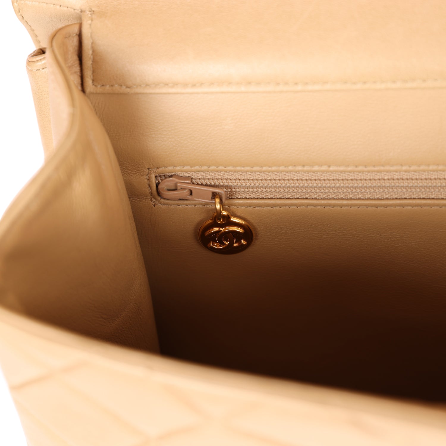 Chanel Vintage Double Sided Flap Bag Taupe Lambskin Gold Hardware